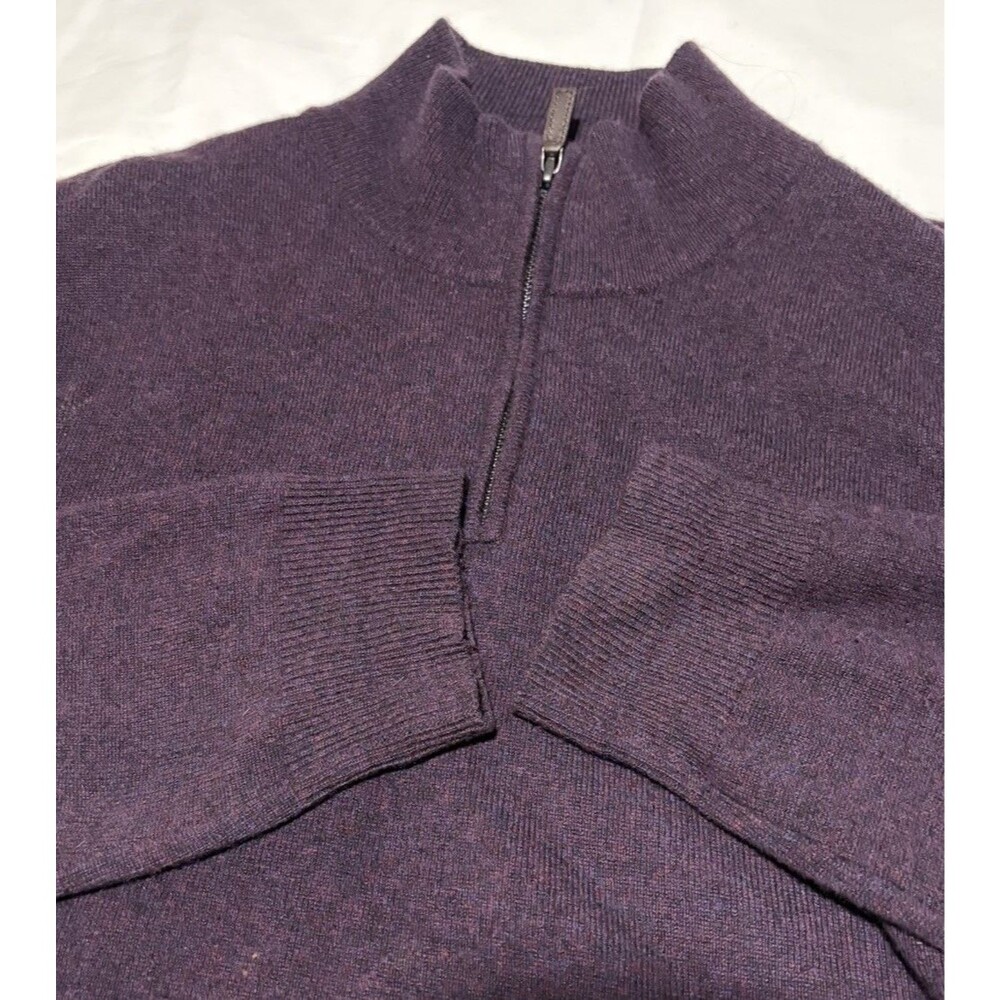 The Men's Store Bloomingdale's 100% Cashmere Quarter Zip Sweater Purple Large
